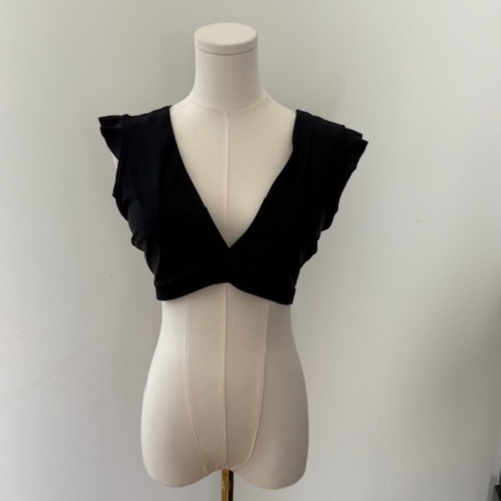 Black V-neck Swim Top